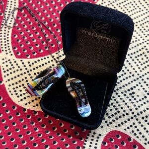 Flip Flop Pendant Necklace and Ring Set in Multicolor Resin with Bead Detail